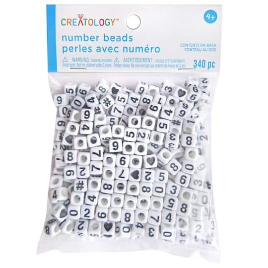White Number Square Beads by Creatology™